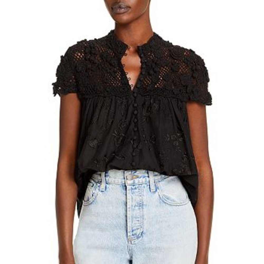 ALICE AND OLIVIA Ilaria Crochet Top Size Medium EUC